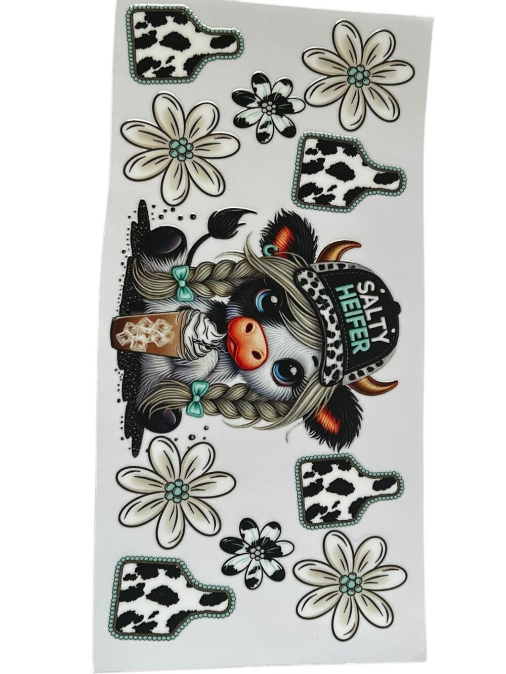 Salty Heifer Cow Cup Wrap | Western Cowgirl Tumbler Wrap | Cup Add On